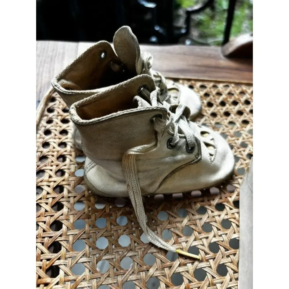 Antique 1930s Leather Baby Shoes with Original Dated Box 1937, Rare Documented